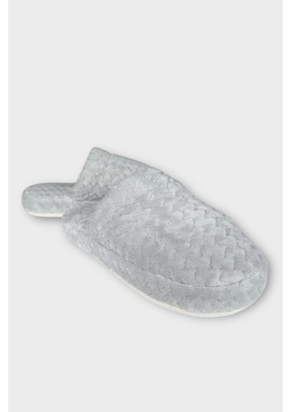 Kadın Zikzak Desen Içi Kürklü Kaymaz Taban Ev Terliği Gri fiyatları