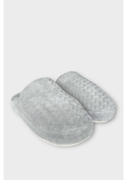 Kadın Zikzak Desen Içi Kürklü Kaymaz Taban Ev Terliği Gri modelleri