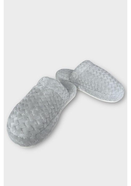 Kadın Zikzak Desen Içi Kürklü Kaymaz Taban Ev Terliği Gri fırsatları