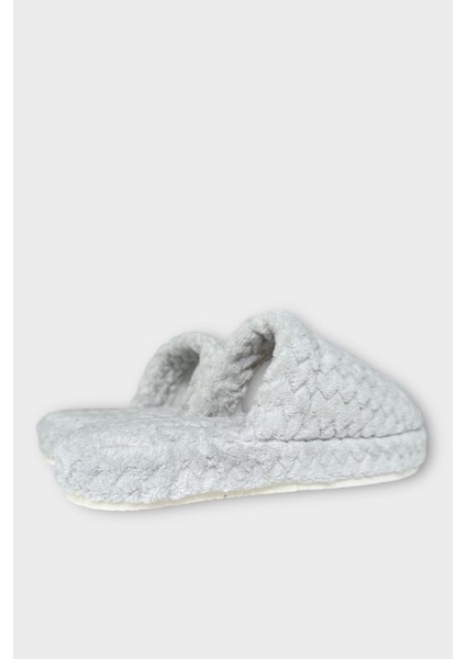 Kadın Zikzak Desen Içi Kürklü Kaymaz Taban Ev Terliği Gri indirimleri