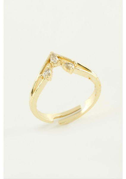 Msa-Shop Ok Zirkon Taşlı Yüzük-Sarı fiyatları