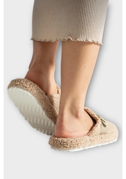 Pofuduk Ses Yapmaz Eva Taban Tokalı Kadın Ev Terliği Bej fırsatları