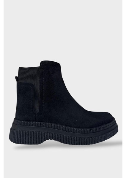 Yandan Lastikli Günlük Kadın Süet Bot Siyah