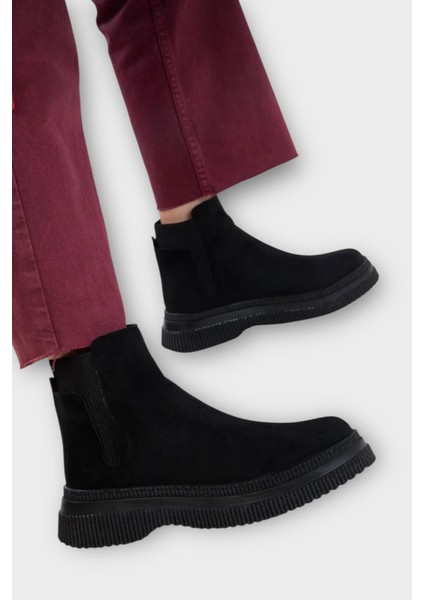 Yandan Lastikli Günlük Kadın Süet Bot Siyah fırsatları
