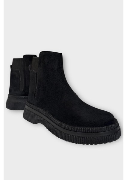 Yandan Lastikli Günlük Kadın Süet Bot Siyah