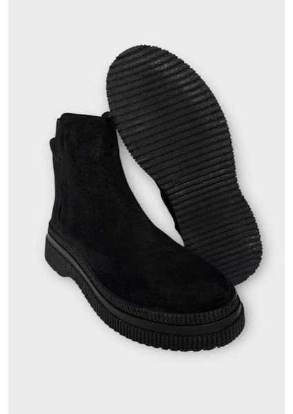 Yandan Lastikli Günlük Kadın Süet Bot Siyah
