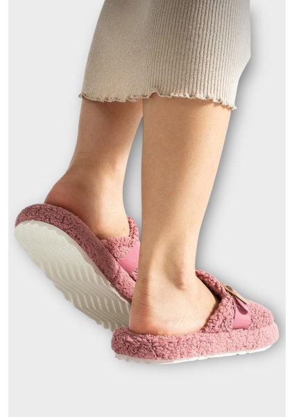 Pofuduk Ses Yapmaz Eva Taban Tokalı Kadın Ev Terliği Gül Kurusu fırsatları