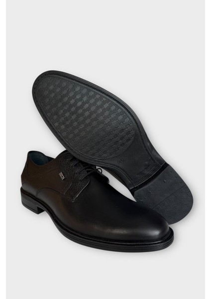 Erkek Hakiki Deri Ayakkabı Siyah - Füme