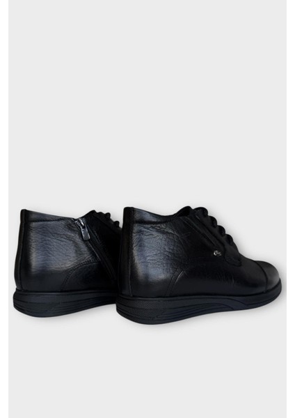 Hakiki Deri Kaydırmaz Kauçuk Taban Fermuarlı Erkek Bot Siyah - Siyah indirimleri