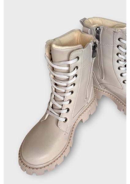 Kışlık Bağcıklı Fermurlı Uzun Kadın Bot Bej fırsatları