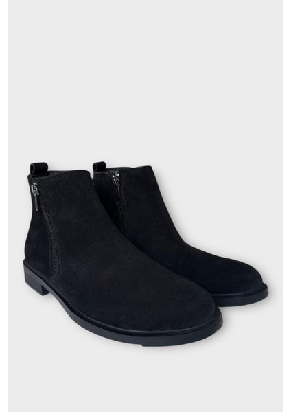 Erkek Hakiki Deri Çift Fermuar Detay Bot Siyah modelleri