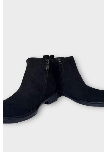 Erkek Hakiki Deri Çift Fermuar Detay Bot Siyah fırsatları