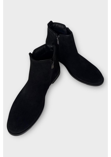 Erkek Hakiki Deri Çift Fermuar Detay Bot Siyah indirimleri