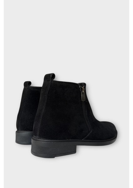 Erkek Hakiki Deri Çift Fermuar Detay Bot Siyah