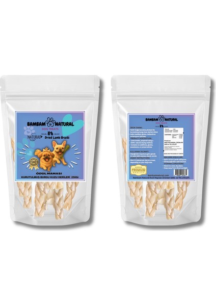 %100 Doğal Kuzu Deri Örgü Köpek Ödül Maması 15 cm 250G | Katkısız, Tahılsız, Uzun Süreli Çiğneme Atıştırmalığı | Yüksek Proteinli, Diş Sağlığını Destekleyen Doğal Ödül Maması