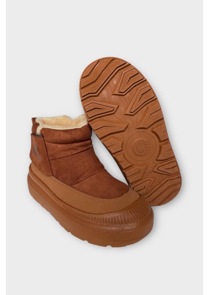 Nubuk Içi Kürklü Kalın Taban Kadın Bot Taba