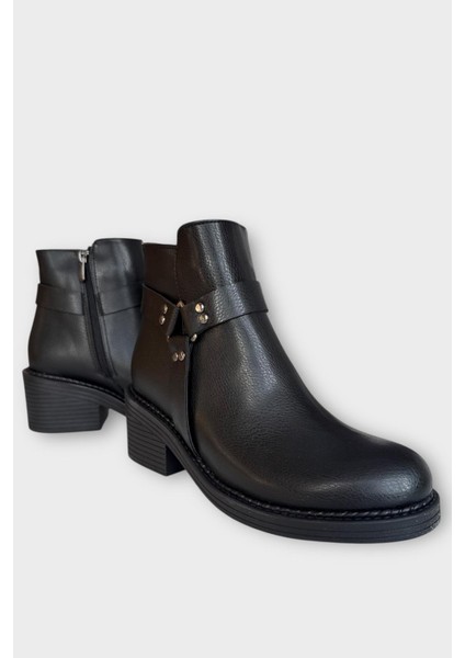 Kadın Toka Detaylı Fermuarlı Kalın Topuk Bot SİYAH fiyatları