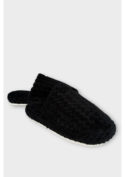 Kadın Zikzak Desen Içi Kürklü Kaymaz Taban Ev Terliği Siyah fiyatları