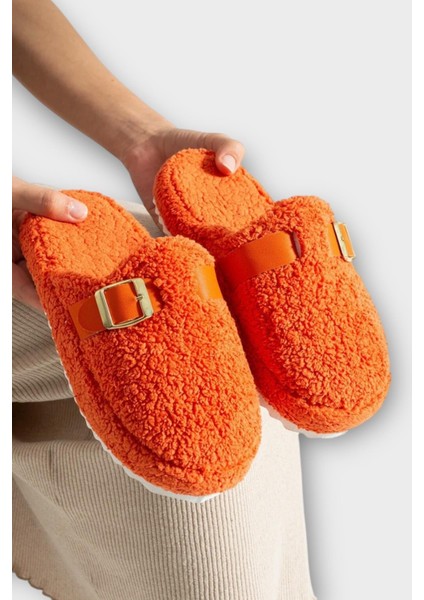 Pofuduk Ses Yapmaz Eva Taban Tokalı Kadın Ev Terliği Turuncu modelleri