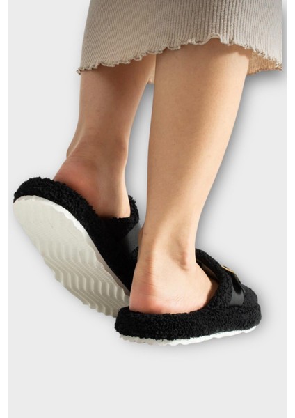 Pofuduk Ses Yapmaz Eva Taban Tokalı Kadın Ev Terliği Siyah modelleri