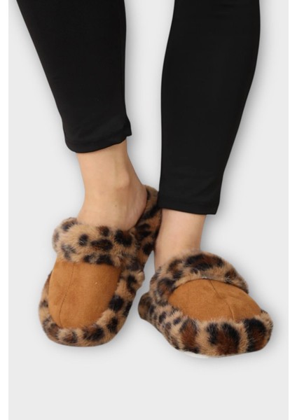 Peluş Detaylı Kadın Ev Terliği Taba modelleri