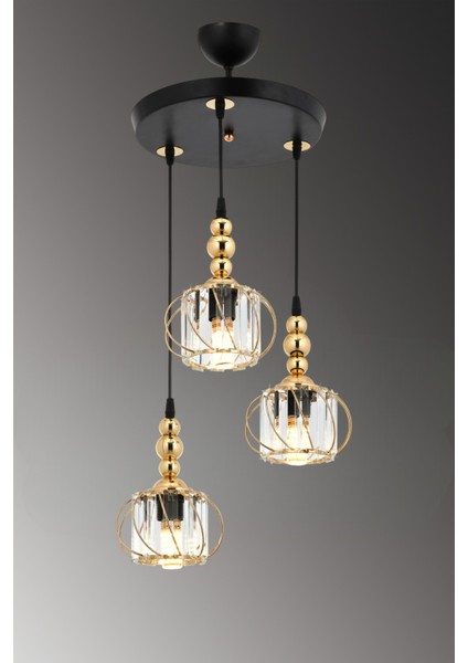 Işıl 3 Lü Sarkıt Avize Kristal Taşlı Modern Dekoratif Aydınlatma modelleri