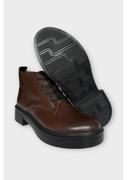 Kauçuk Yüksek Taban Kadın Bot Kahverengi