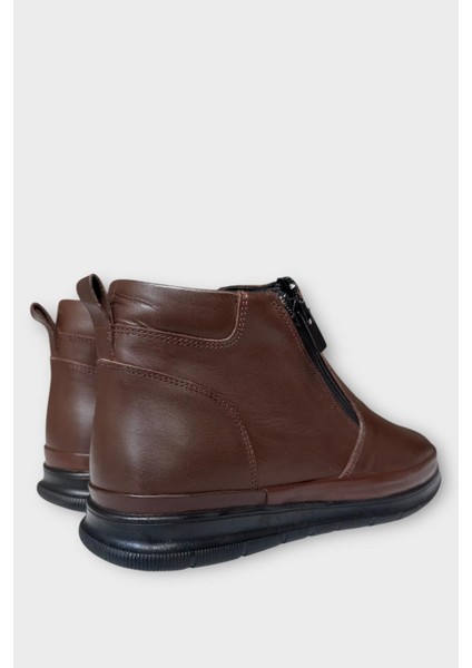 Erkek Hakiki Deri Fermuarlı Soğuk Geçirmez Bot Kahverengi indirimleri