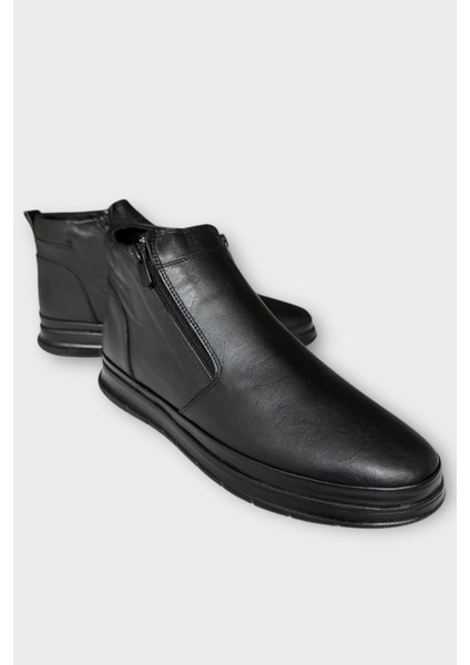 Erkek Hakiki Deri Fermuarlı Soğuk Geçirmez Bot Siyah fiyatları