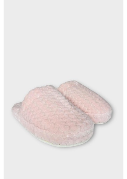 Kadın Zikzak Desen Içi Kürklü Kaymaz Taban Ev Terliği Pudra modelleri