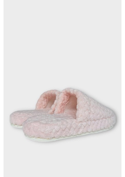 Kadın Zikzak Desen Içi Kürklü Kaymaz Taban Ev Terliği Pudra indirimleri