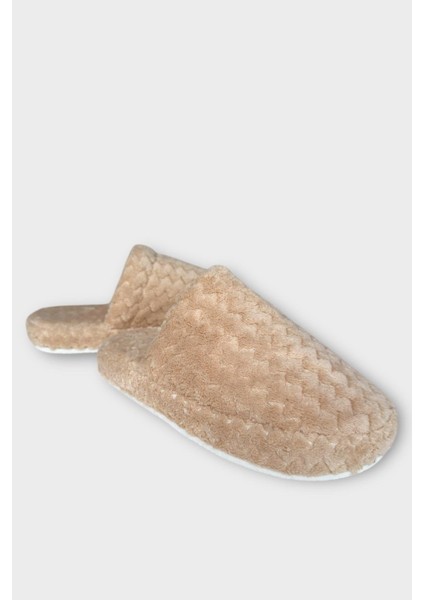 Kadın Zikzak Desen Içi Kürklü Kaymaz Taban Ev Terliği Bej fiyatları