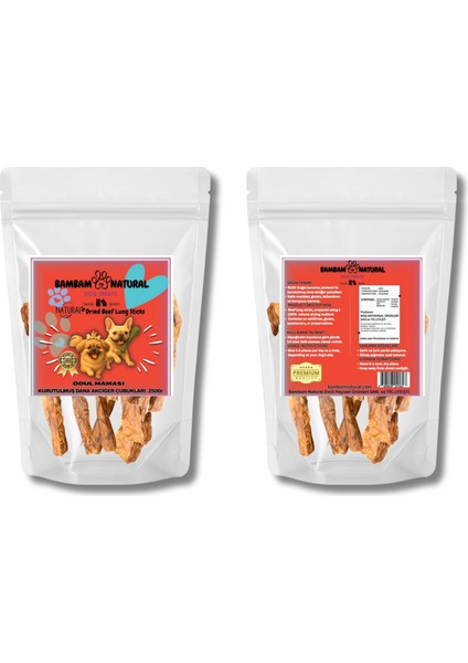 - %100 Doğal Dana Akciğer Çubuk 15 cm 250 gr Köpek Ödül ve Eğitim Maması – Katkısız, Koruyucusuz, Yüksek Proteinli Doğal Çiğneme Atıştırmalığı,