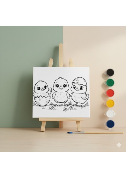 Çocuklar Için Sevimli Civciv Eğitici ve Eğlenceli Tuval Boyama Seti fiyatları