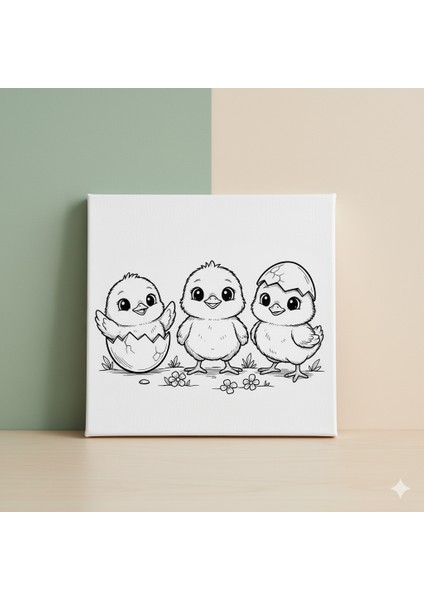 Çocuklar Için Sevimli Civciv Eğitici ve Eğlenceli Tuval Boyama Seti modelleri