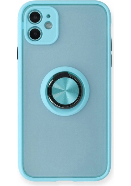 iPhone 11 Kılıf Montreal Yüzüklü Silikon Kapak - Buz Mavi