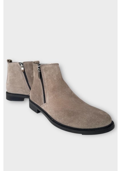 Erkek Hakiki Deri Çift Fermuar Detay Bot Bej fiyatları