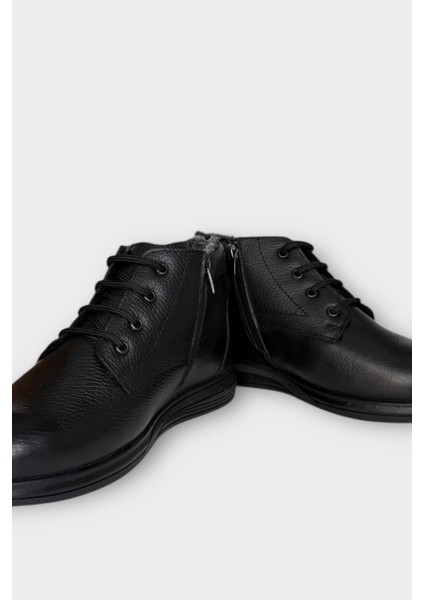 Erkek Hakiki Deri Içi Kürklü Fermuarlı Bot Siyah modelleri