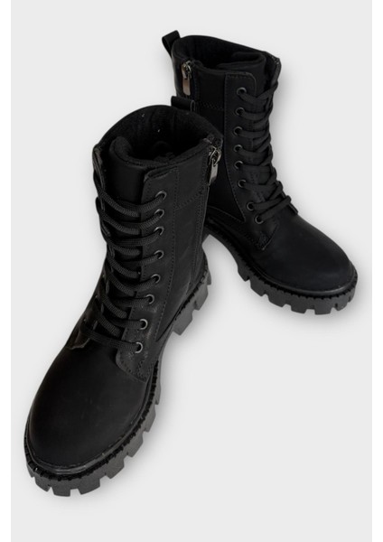 Kışlık Bağcıklı Fermurlı Uzun Kadın Bot Siyah fırsatları