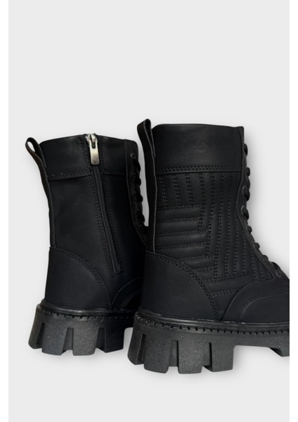 Kışlık Bağcıklı Fermurlı Uzun Kadın Bot Siyah indirimleri