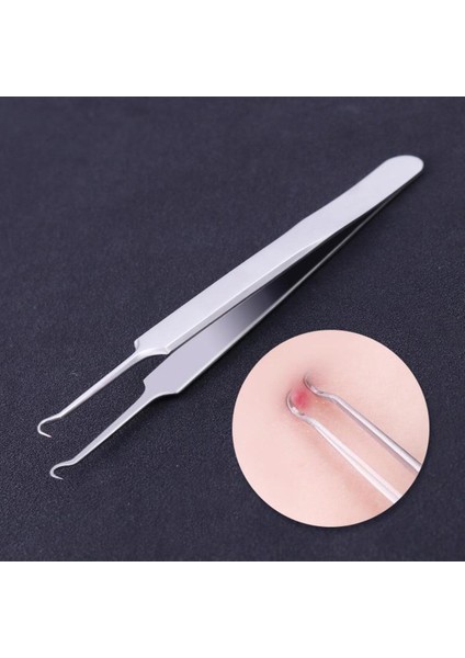 Paslanmaz Çelik Sivilce ve Siyah Nokta Temizleme Cımbızı Çengel Uç
