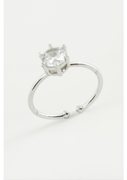 Msa-Shop Zirkon Tektaşlı Yüzük-Gümüş Rengi fiyatları