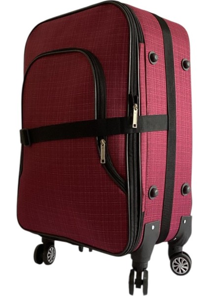 Körüklü Önden Kemerli Kumaş Orta Boy Valiz