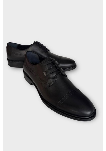 Erkek Hakiki Deri Bağcıklı Ayakkabı Siyah - Füme modelleri