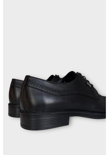 Erkek Hakiki Deri Bağcıklı Ayakkabı Siyah - Füme indirimleri