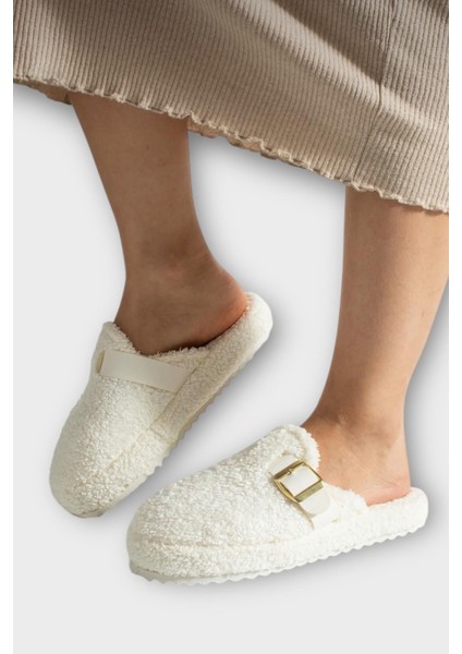 Pofuduk Ses Yapmaz Eva Taban Tokalı Kadın Ev Terliği Beyaz fiyatları