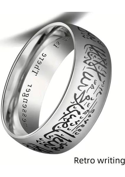 Vintage Ilhamlı 8mm Paslanmaz Çelik Yüzük