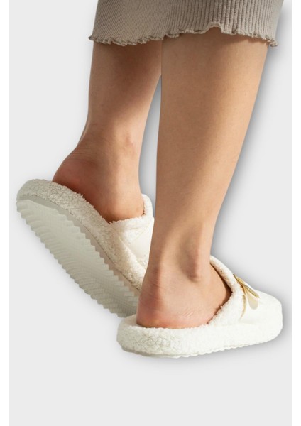 Pofuduk Ses Yapmaz Eva Taban Tokalı Kadın Ev Terliği Beyaz fırsatları