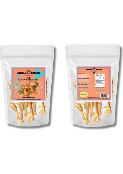 %100 Doğal Kurutulmuş Tavuk Ayağı Köpek Ödül Maması 250G | Katkısız, Tahılsız, Glukozamin ve Protein Kaynağı | Diş ve Eklem Sağlığını Destekleyen Doğal Çiğneme Atıştırmalığı