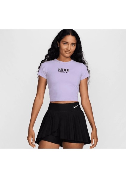 Sportswear Gel Cropped Short-Sleeve Lila Kadın T-Shirt
